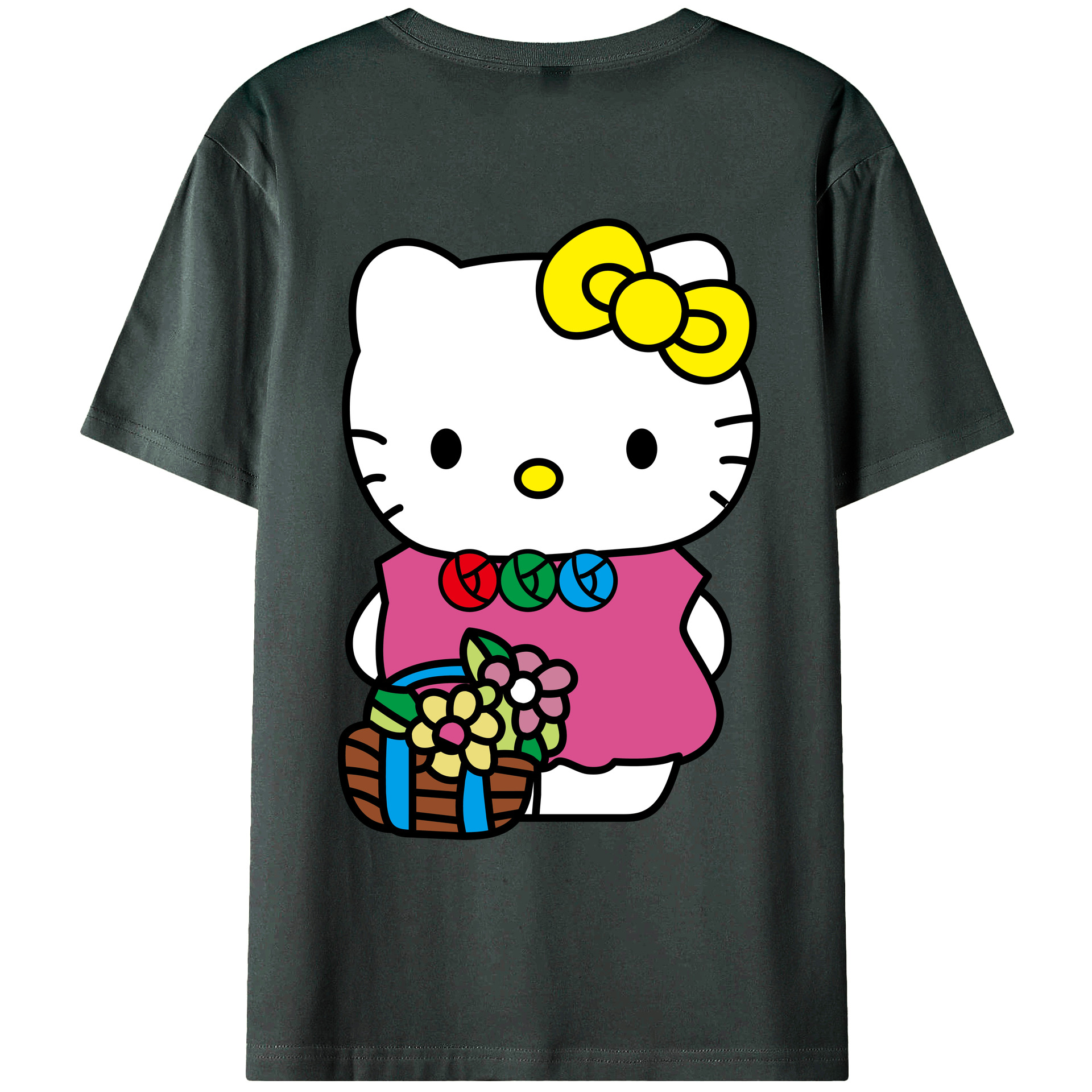 （画像用） Hello Kitty ハローキティ 綿100％ メンズ半袖Tシャツ（バックプリント） 通気性